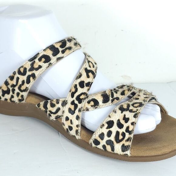 Taos Women’s Double U US9 Leather Calf Hair Cheetah Flat Thong Sandals Shoes - Picture 16 of 16